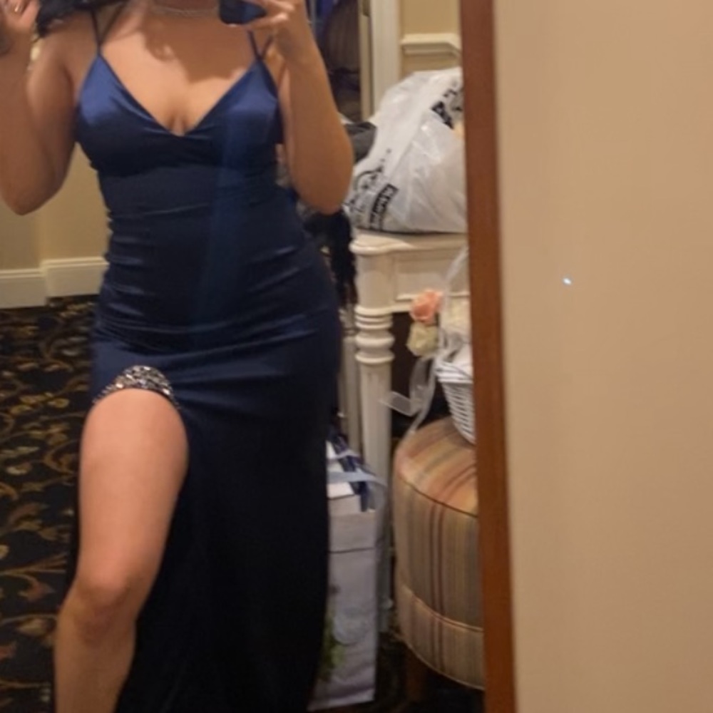 Satin High Slit Dress - Gem